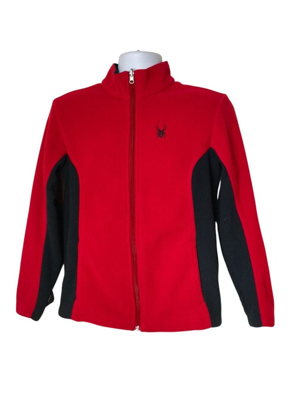 Spyder Boys XL 18 Full-Zip Fleece Jacket Red Black Athletic School Designer Prep